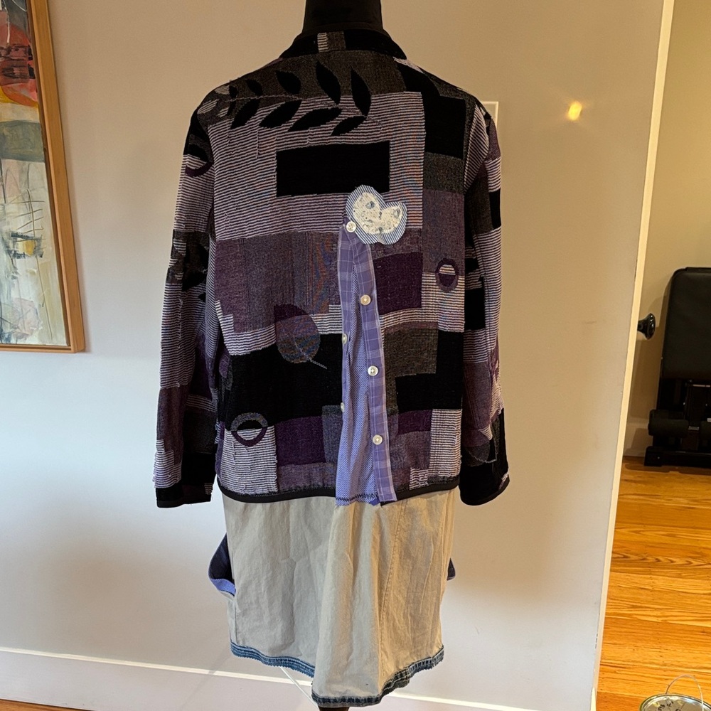 Patchwork Jacket With Purple And Black Accents - image 7